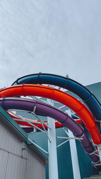 Orange and blue roller coaster
